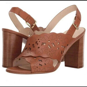 Cole Haan Indra Hi Floral Leather Laser Cut out Perforated Details Sandals(11)
